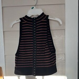 Victoria's Secret Black and Red Buttoned Crop Tank Top